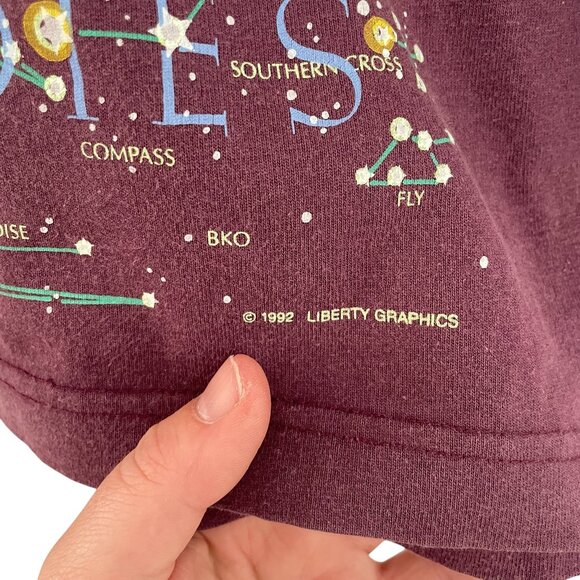 Vintage 1992 90s Liberty Graphics Heavenly Bodies T Shirt M Constellations Stars - Picture 2 of 3